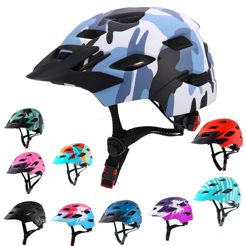 Bavilk Kids Bike Helmet,Bavilk Kids Boys Girls Bike Helmets with LED Light Detachable Visor Children Youth Teen Multi-Sport for Skating Cycling Scooter Skateboard Adjustable & Lightweight 19.7"-22.4" - Image 1